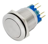 Lumonic pulsador de acero inoxidable pulsador plano de 25mm de diámetro I Dimensiones: 2,8x0,5mm clavijas 250V 3A I Antivandálico según norma IP65