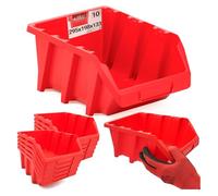 Lun Fix Caja clasificadora 295 × 198 × 133 mm, 10 unidades, caja de almacenamiento de polipropileno, caja de almacenamiento rojo, cajas apilables de plástico, cajas surtidas para estantería y