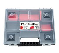 Lun Fix Caja organizadora 195 x 155 x 35 mm, 11 compartimentos; plástico con tapa de polipropileno transparente; incluye separadores; caja clasificadora para piezas pequeñas para taller, hogar, garaje