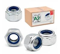 Lun Fix Tuerca de seguridad M16 2 unidades DIN 985 de acero inoxidable A2 V2A con anillo de nailon, tuerca hexagonal autoblocante para ingeniería mecánica de vehículos estructuras de acero