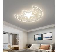 Luna de estrellas huecas Lámpara de Techo LED Fantasía Habitación Infantil Lámpara de Techo Araña para Dormitorio de Niños y Niñas, Habitación Infantil, Atenuación Continua, 17.9 * 16.7'', 30W