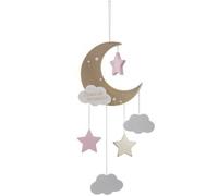 Luna en suspensión decorativa rosa