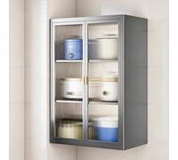 LUNAIZHUO Armario de Almacenamiento de Acero Al Carbono para Montaje en Pared con Puertas Magnéticas de Vidrio, Estante Ajustable, Organizador para Cocina, Despensa, Baño(Gray,40x70x26cm)