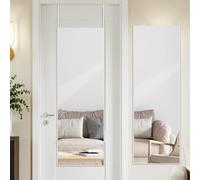 LunaMirror Espejo de puerta de 127 x 41 cm con percha, marco de aleación de aluminio blanco, espejo de puerta colgante de longitud completa para dormitorio, baño o dormitorio