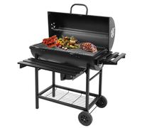 LUND Asador Portátil de Carbón con Tapa, Termómetro y Parrilla Calentador, Negro