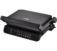 Parrilla eléctrica, contact grill y parrilla de mesa, 2000W, con placas antiadherentes extraíbles, 5 programas, control manual de temperatura, temporizador, pantalla LED y bandeja de recogida