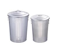 LuoAXINN Cubo de basura de jardín Bote de basura metal for exteriores con tapa sellada multiusos for macetero flores Contenedor abono redondo rústico resistente dos asas(48L)