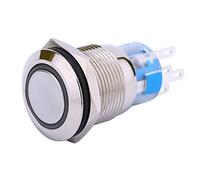 Luocute 12V 19mm Pulsador Metálico con LED Azul Auto Reset