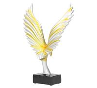 Luocute Escultura de ala de Resina, Decoración de Águila Abstracta para | Artesanía de resina pulida a mano, base antideslizante, para escritorio de oficina, estante, sala de estar, mueble de TV,