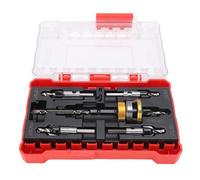 Luocute Kit de Brocas Avellanadoras, 4 Brocas con Punta de Carburo, Tope de Profundidad Ajustable y Anillo de Aluminio de Baja Fricción, Vástago Hexagonal de 1/4 de Pulgada para Madera,