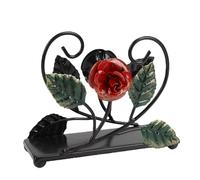 Luocute Servilletero de Rosas, Dispensador de Almacenamiento de Servilletas de Papel de Metal de Hierro de Primera Calidad con Diseño Moderno Vintage para Cocina, Mesa de Comedor,