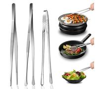 LUOJINYI Juego de 3 pinzas de cocina de acero inoxidable, pinzas profesionales para carne como ayudante de cocina, pinzas largas de acero inoxidable para cocina, barbacoas, cocinar, perfectas para