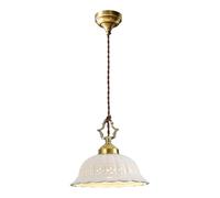 LUOYAOB Lámpara colgante de cerámica blanca, lámpara colgante vintage de latón con recortes en forma de pétalo, lámpara colgante de porcelana for cocina, isla, comedor, dormitorio(White-1-pack)