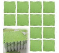 LUPATDY 12 alfombrillas de espuma de felpa entrelazadas, 30 x 30 cm, para bebés, puzles de espuma, para sala de estar, dormitorio, azulejos para jugar (verde hierba)