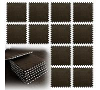 LUPATDY 12 alfombrillas de espuma de felpa entrelazadas, 30 x 30 cm, para bebés, puzles de espuma, para sala de estar, dormitorio, azulejos para jugar (marrón oscuro)