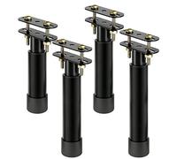 LUPATDY Juego de 4 Patas de Cama Ajustables en Altura 8-12cm - Versión Baja para Estructura de Cama delgada, Futón, Soporte para Sommier de Resortes, Negro Antideslizante - Instalación sin Taladro