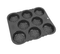 Luqeeg Molde de Silicona para Pan de Hamburguesa, 8 Cavidades Molde para Pan de Hamburguesa Molde de Pan de Hamburguesa con Agujeros Molde para Pan de Hamburguesa para Cocina