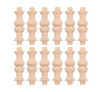Lurrose 12 piezas de balaustres de madera sin acabado: balaustres artesanales de 2,4 x 0,7" para barandilla de vinoteca - pasamanos de madera para escaleras, muebles y carpintería.