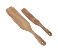 Lurrose 2 Unidades Espátulas de Madera Europeas de Mango para Masa Madre Utensilios para Mezclar y Llegar al Fondo del Tarro Herramientas Resistentes para Cocina Antiadherente