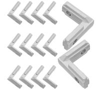 Lurrose 20 Piezas Conector de Esquina en Forma de L para Muebles de Aleación de Aluminio Plata Soporte Robusto E Integración Invisible, Adecuado para Escritorios y Estanterías