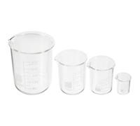 Lurrose 4 Piezas Vaso de Precipitados de Vidrio de 10ml Escala Graduada | Borosilicato, Vertedor y Base Estable, para Líquidos y Soluciones en Laboratorio