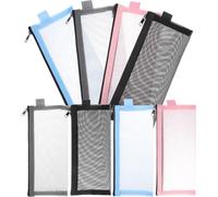 Lurrose Estuche para Lápices Cremallera Flexible de Nylon Malla Transparente Gran Capacidad, Reutilizable Paquete de 8 Adecuado para Actividades Artísticas y Dibujo al Aire Libre