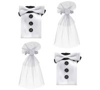 Lurrose Juego de Fundas Creativas para Botella de Vino de Boda 4 Piezas 2 Pares de Tela Suave y Cómoda Decoración Elegante para Botellas de Vino Tinto Eventos Nupciales