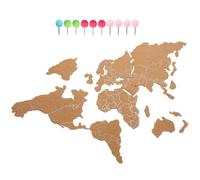Lurrose Mapa del Mundo de Tablero de Corcho Adhesivo Khaki 27.55x15.74in Diseño Ligero para Decorar Paredes en Hogar y Oficina Incluye 10 Chinchetas Color Aleatorio