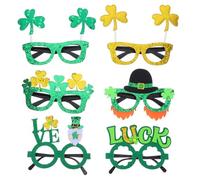 Lurrose Pack de 6 Gafas de Hojas para Fiesta de San Paddy Diseño Único, Material de Fieltro y Plástico Ligero, Ideales para Fiestas y Accesorios para Fotos