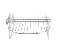 Lurrose Rejilla Cuadrada de Acero Inoxidable Cuatro Pinchos, Doble Capa | Accesorio Multiuso para Barbacoa y Freidora de Aire, Acabado Plata, Diseño Rectangular Resistente