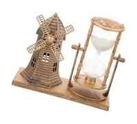Lurrose Reloj de Arena Vintage Decorativo Faro Marino en Plástico y Vidrio, Centro de Mesa Pequeño Dorado para Oficina, Decoración Retro de Escritorio y Sala de Estar