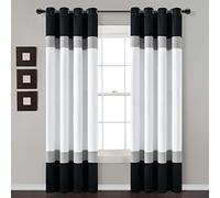 Lush Decor Alexander - Par de Paneles de Cortina para Ventana con Filtro de luz, 84 Pulgadas de Largo x 52 Pulgadas de Ancho, Negro y Gris