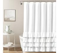 Lush Decor Allison - Cortina de Ducha con Volantes, 183 x 182 cm, Color Blanco