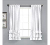 Lush Decor, Allison - Juego de Cortinas Blancas con Volantes para Sala, Comedor, Dormitorio (par), 63 x 40 Pulgadas, 63 Pulgadas de Largo