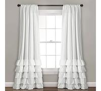 Lush Decor Allison - Juego de Cortinas con Volantes para Sala, Comedor, Dormitorio (par), 84 x 40 Pulgadas, Blanco, poliéster, 84 Pulgadas de Largo