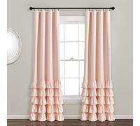 Lush Decor Allison - Panel de Cortina Opaca 100% Forrado con Volantes (Panel Individual), 84 Pulgadas de Largo x 40 Pulgadas de Ancho, Color Rubor