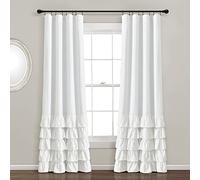 Lush Decor Allison - Panel de Cortina Opaca 100% Forrado con Volantes (Panel Individual), 84 Pulgadas de Largo x 40 Pulgadas de Ancho, Color Blanco