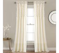 Lush Decor Bayview - Juego de Cortinas Plisadas con Textura Semitransparente, para salón, Comedor, Dormitorio, 137 x 213 cm, Color Marfil