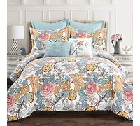Lush Decor Blue and Yellow Sydney - Juego de Cama de 7 Piezas tamaño matrimonial Queen