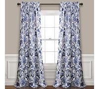 Lush Decor, Blue Cynthia Jacobean - Juego de Cortinas de oscurecimiento para Ventana, para salón, Comedor, Dormitorio (274 cm), Color Azul
