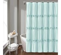 Lush Decor Blue Darla - Cortina de Ducha con diseño Floral Vintage, Estilo Granja, 72 x 72 Pulgadas