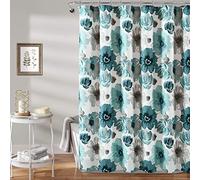 Lush Decor, Blue Leah - Cortina de Ducha para baño, diseño de Flores Grandes, diseño de Tela, x 72, 72 x 72 Pulgadas