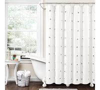 Lush Decor Boho Circle - Cortina de Ducha de algodón Reciclado ecológico teñido con Hilo, 72 x 72 Pulgadas, Color Gris