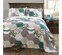 Lush Decor Briley - Juego de edredón de 3 Piezas, Turquesa, tamaño King