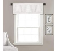 Lush Decor, Cenefa con Textura de Onda Blanca | Cortina de Cocina Plisada con Volantes, 18 Pulgadas x 52 Pulgadas