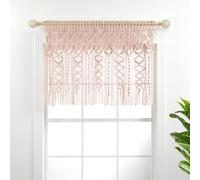Lush Decor Cenefa de algodón con Textura de macramé Bohemio, 101,6 de Ancho x 76,2 cm de Largo, Cortinas de Cocina o baño y decoración de Pared, Color Rubor