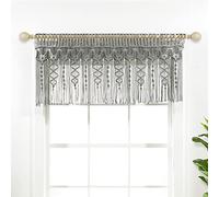 Lush Decor Cenefa de algodón con Textura de macramé Bohemio, 127 de Ancho x 50,8 cm de Largo, Cortinas de Cocina o baño y decoración de Pared, Color Gris