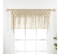 Lush Decor Cenefa de algodón con Textura de macramé Bohemio, 127 de Ancho x 50,8 cm de Largo, Cortinas de Cocina o baño y decoración de Pared, Color Neutro
