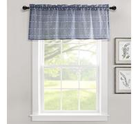 Lush Decor Cenefa de Cortina Transparente Texturizada para Ventana, 18 Pulgadas de Largo x 52 Pulgadas de Ancho, Azul Marino