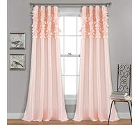 Lush Decor Circle Dream - Juego de Paneles de Cortinas para Ventana, para Sala, Comedor, Dormitorio (par), 54 Pulgadas de Ancho x 84 Pulgadas de Largo, Color Rubor